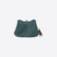 Clasp mini wallet, blue green <Donation ticket ¥850 included> an002