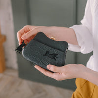 Clasp mini wallet, blue green <Donation ticket ¥850 included> an002