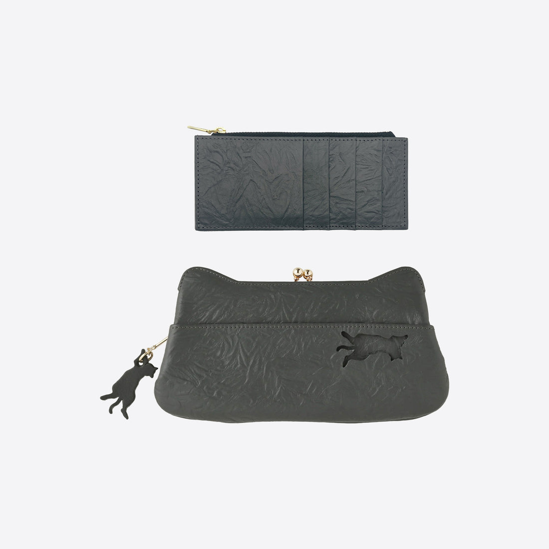 Clasp long wallet Greige &lt;Donation ticket ¥1,600 included&gt; an001