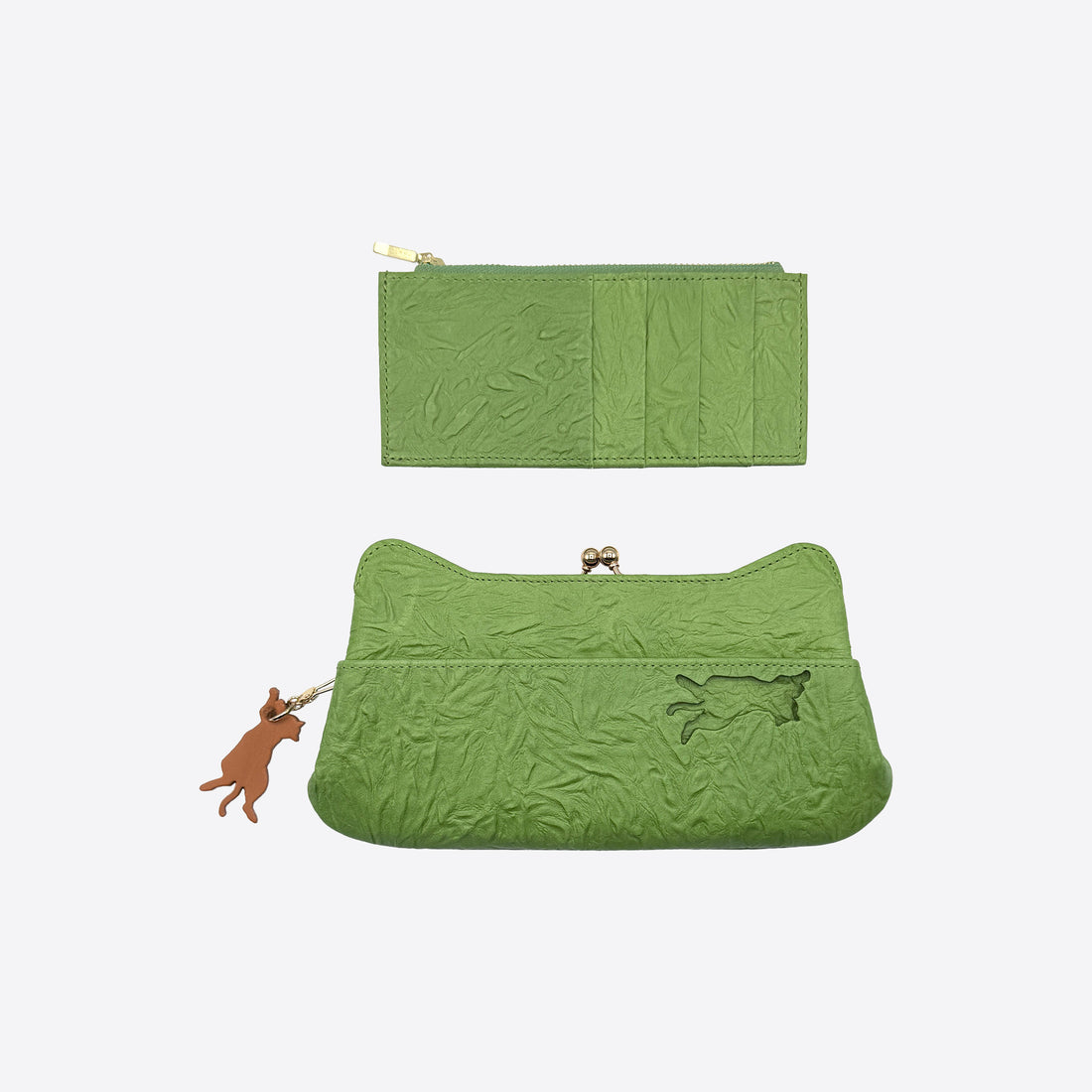 Clasp long wallet Greige &lt;Donation ticket ¥1,600 included&gt; an001