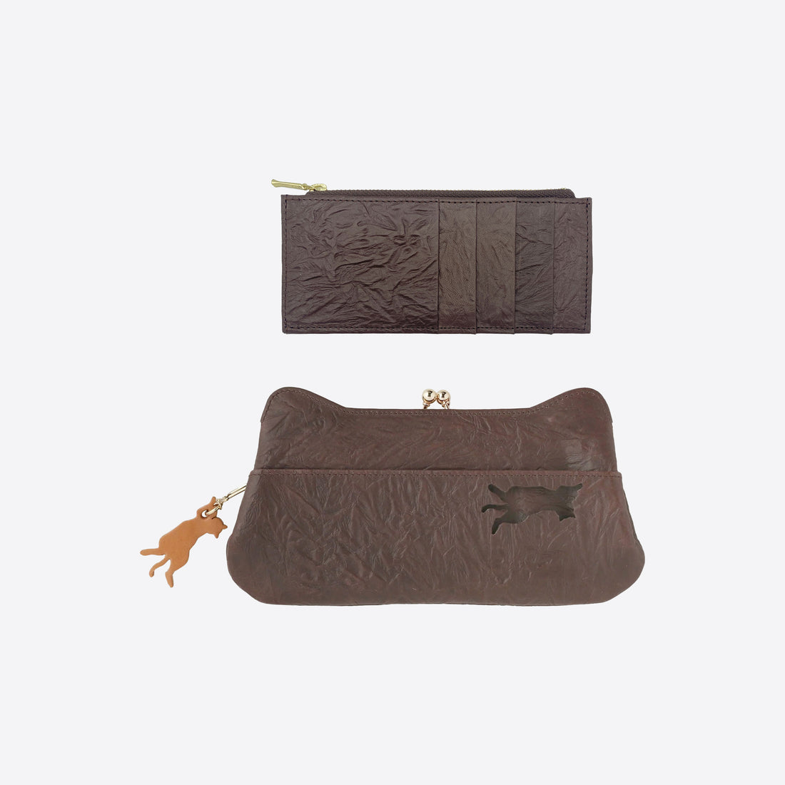 Clasp long wallet Greige &lt;Donation ticket ¥1,600 included&gt; an001