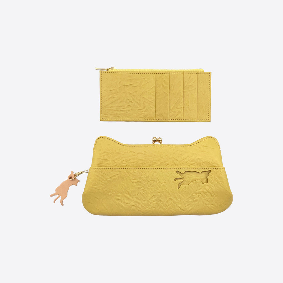 Clasp long wallet Greige &lt;Donation ticket ¥1,600 included&gt; an001