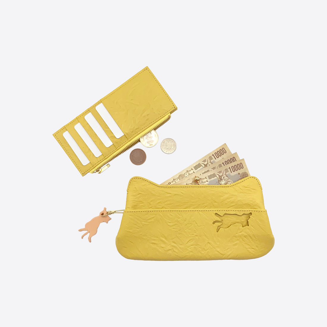 Clasp long wallet Greige &lt;Donation ticket ¥1,600 included&gt; an001