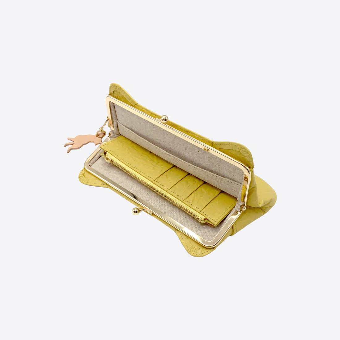 Clasp long wallet Greige &lt;Donation ticket ¥1,600 included&gt; an001