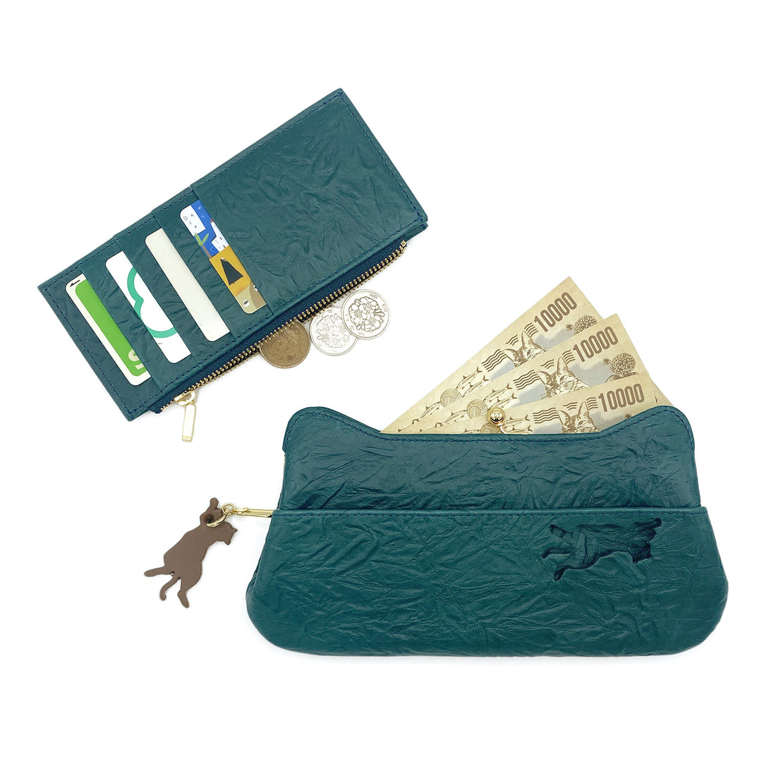 Clasp long wallet blue green &lt;donation ticket ¥1,600 included&gt; an001