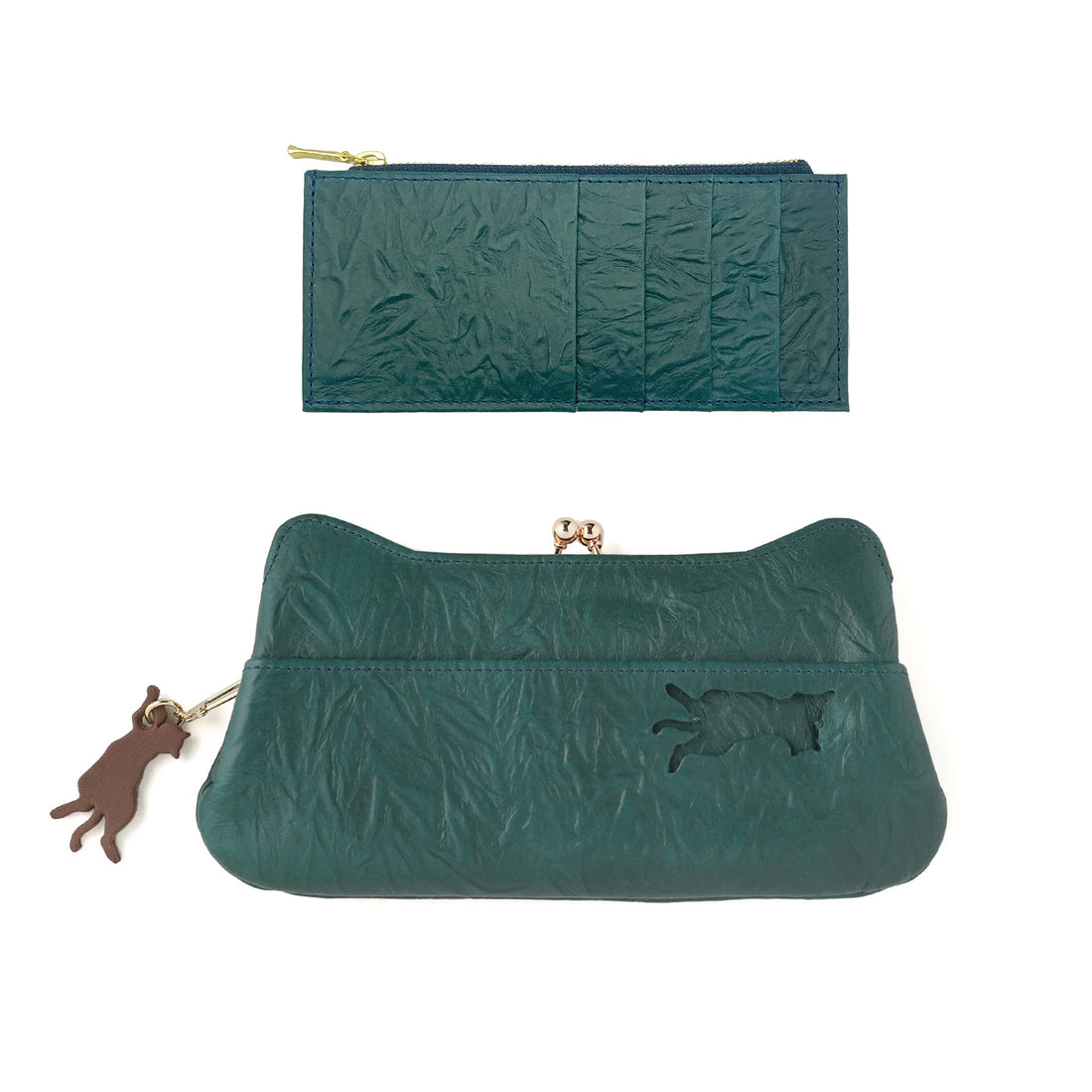 Clasp long wallet blue green &lt;donation ticket ¥1,600 included&gt; an001