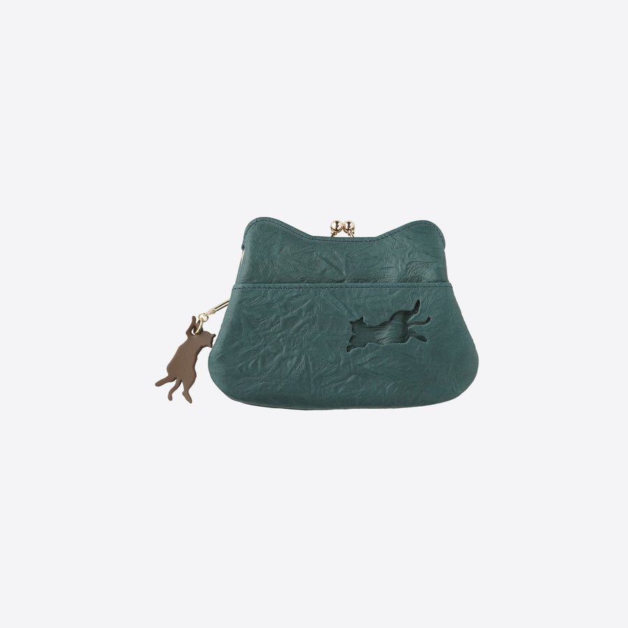 Clasp mini wallet, blue green &lt;Donation ticket ¥850 included&gt; an002