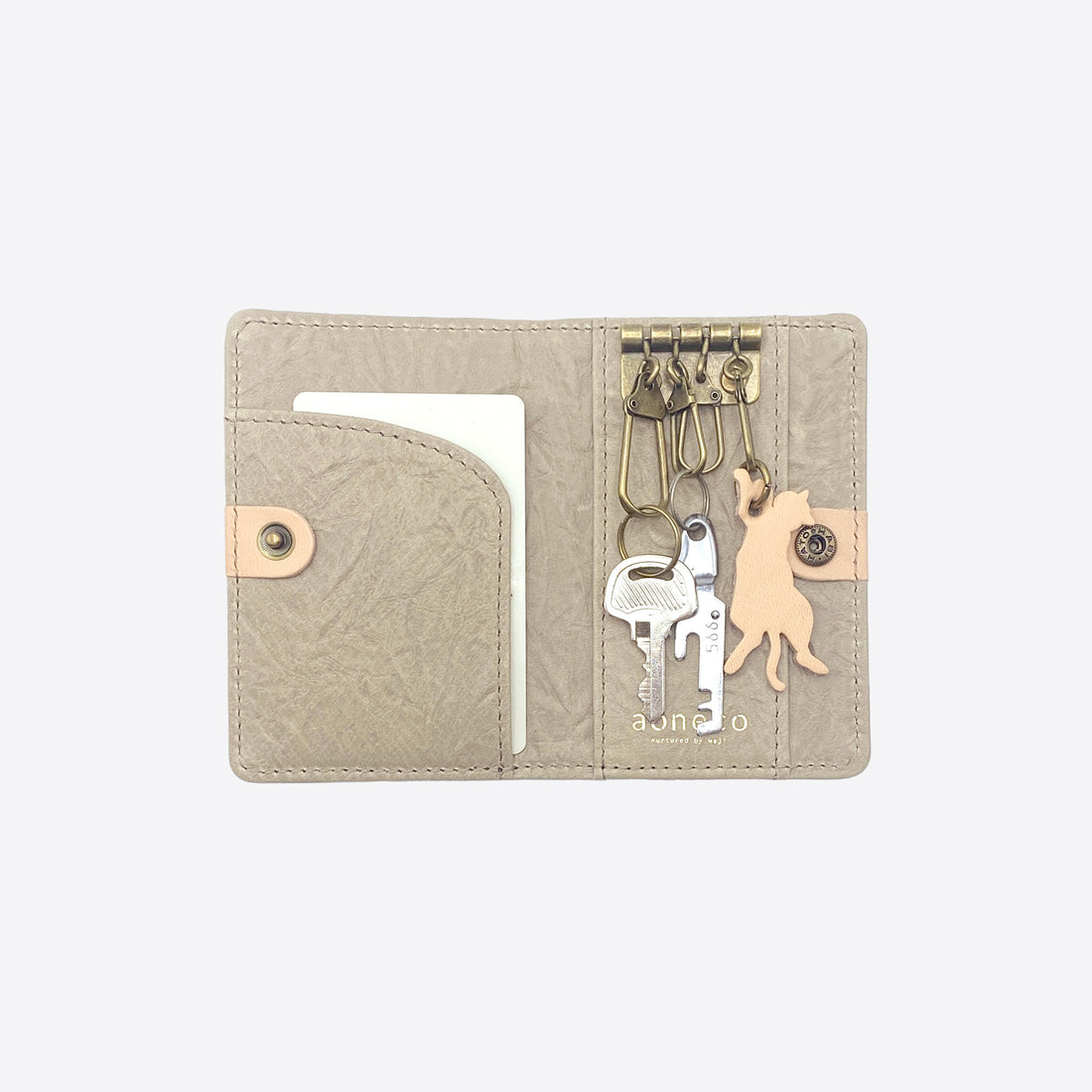 Key &amp; Card Case Greige &lt;Donation ticket ¥700 included&gt; an003