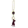 Keychain with reel, Bordeaux, tanned leather type <Donation ticket ¥100 included> an015