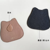 防水レザーの猫型コースター　ベージュan040